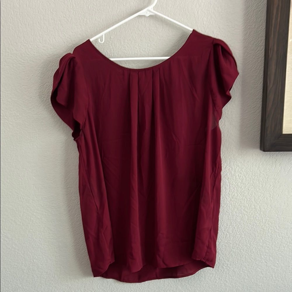 Papermoon Red Flutter Sleeve Blouse Relaxed Fit